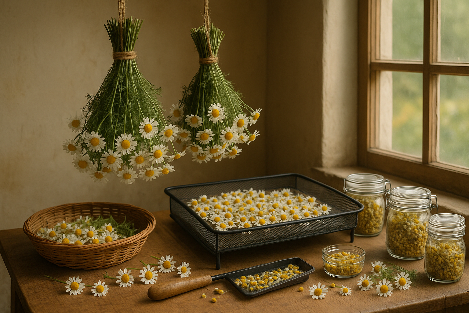 Drying and Storing Chamomile Flowers