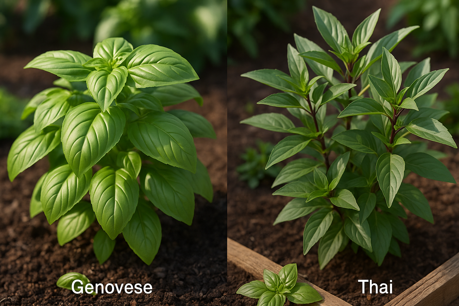 Genovese vs Thai Basil side-by-side comparison