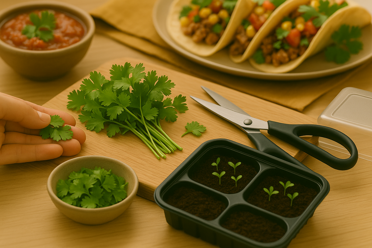 Harvesting Using Indoor-Grown Cilantro