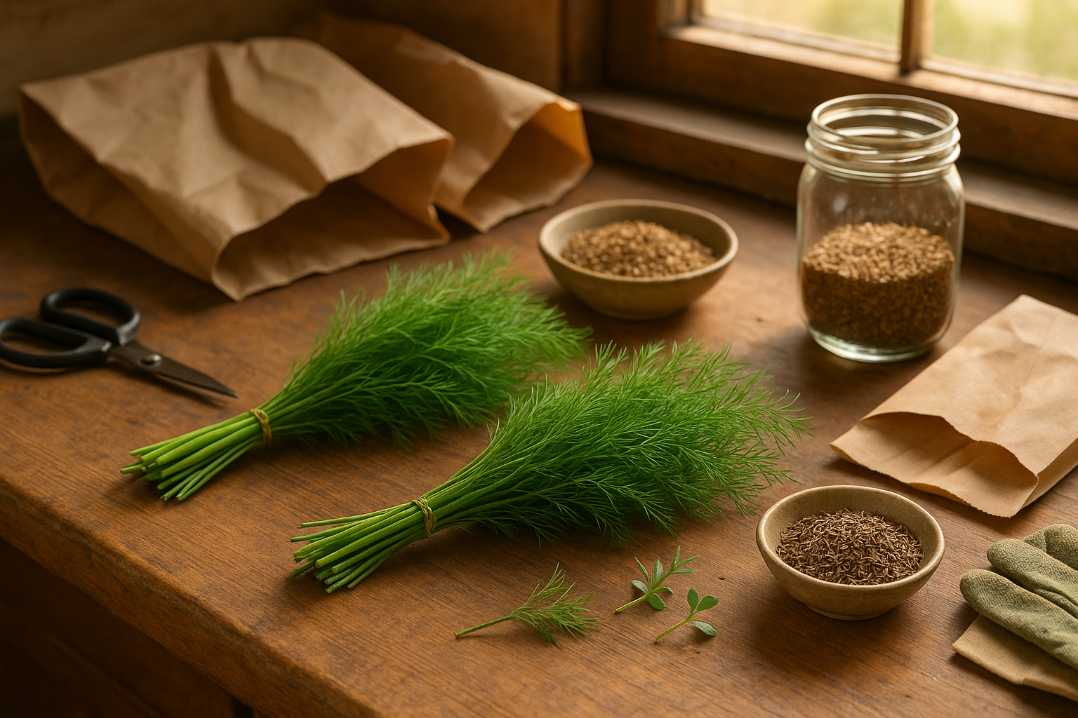 Harvesting and Storing Dill