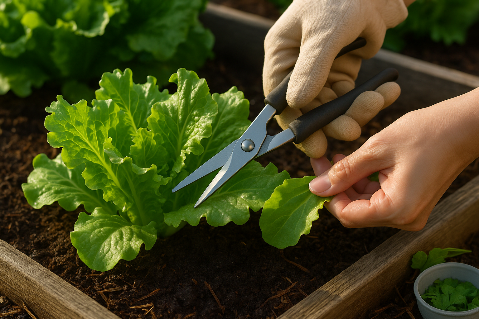In the section Step-by-Step Guide to Harvesting Leaf Lettuce