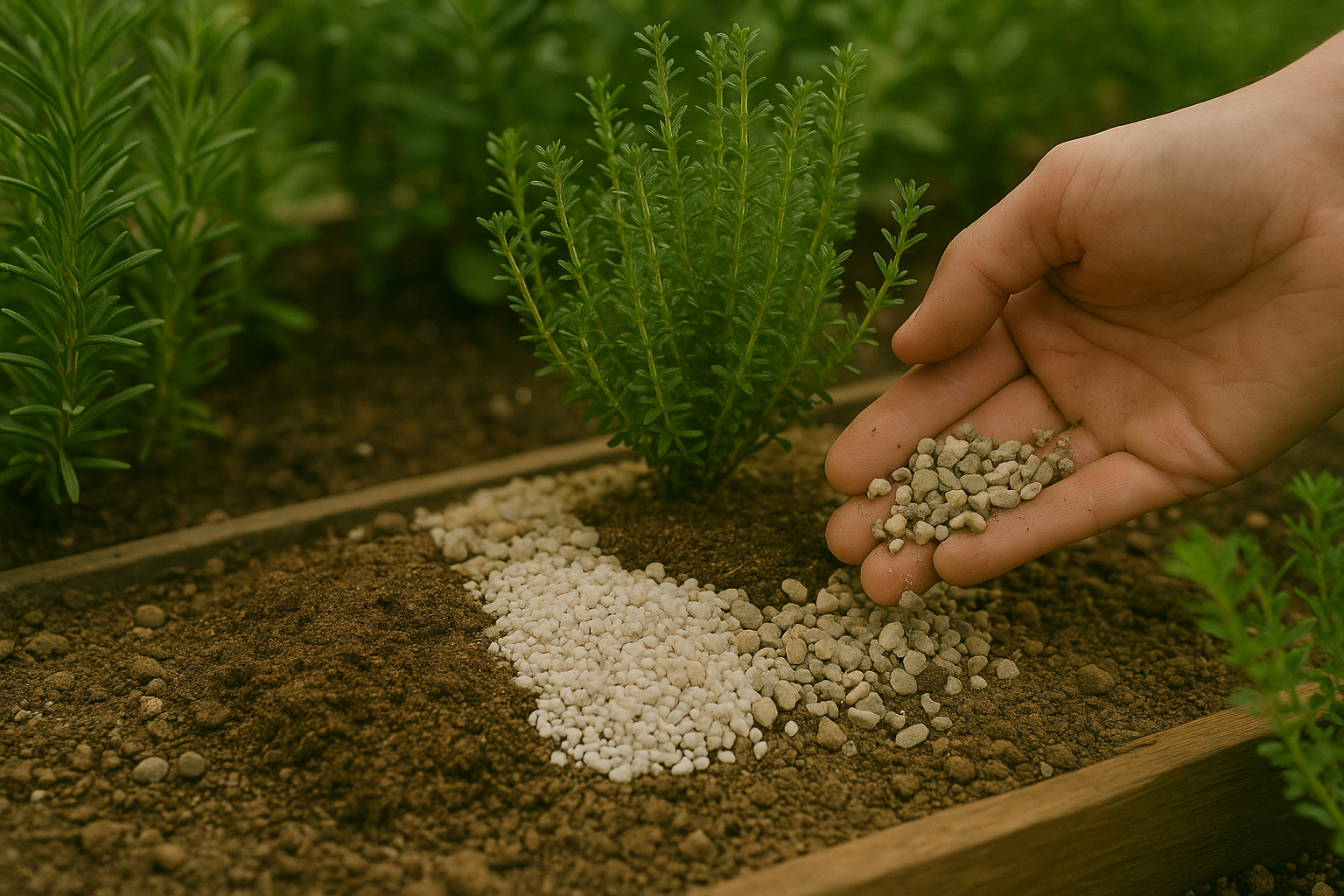 Maintaining Healthy Soil for Thyme scene illustrating soil care