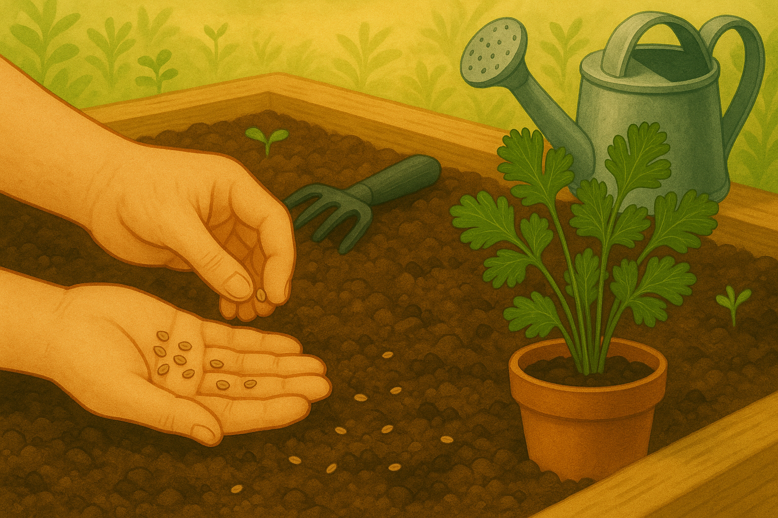 Preparing Soil and Planting Cilantro Seeds