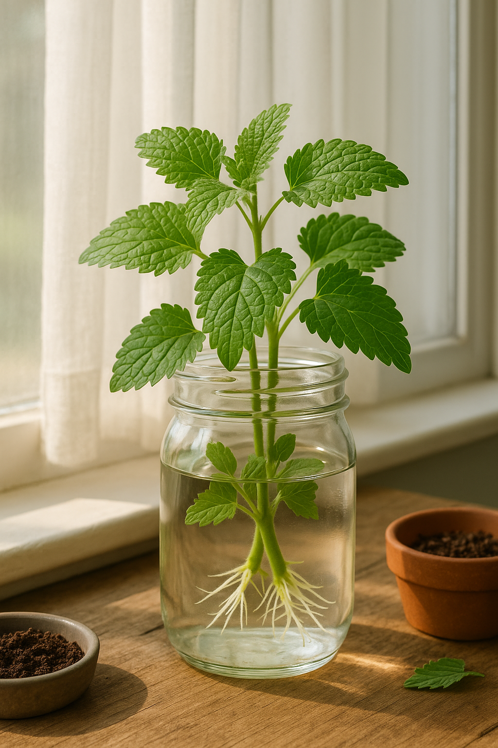 Rooting Lemon Balm Cuttings in Water