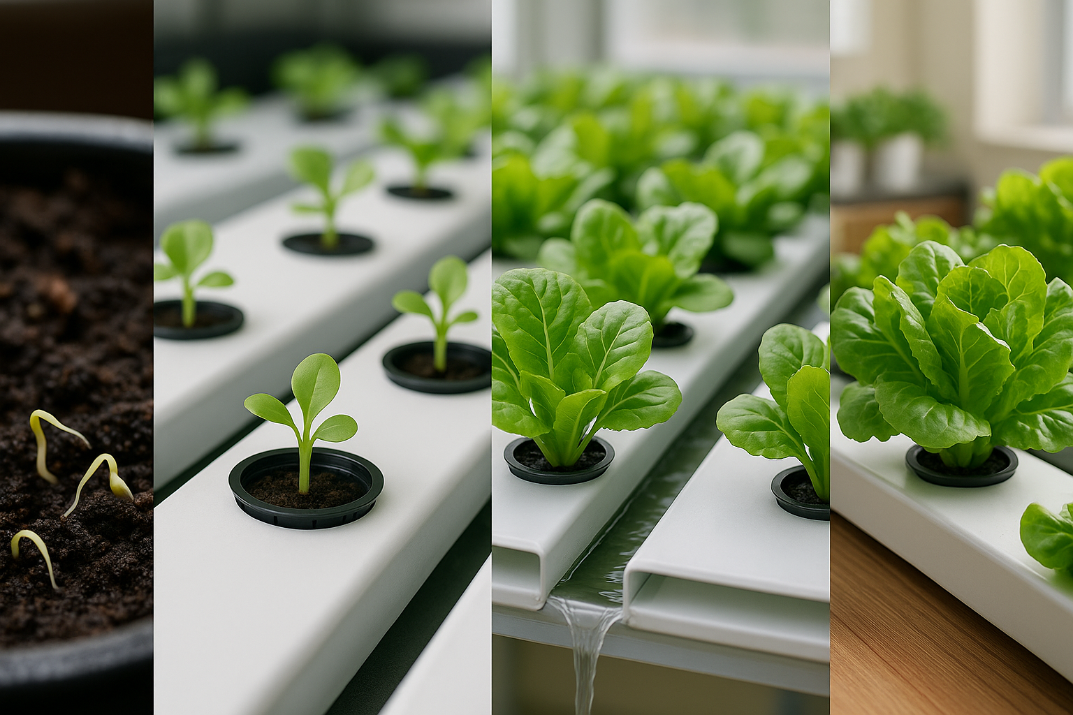 Stages of Growing Lettuce in NFT