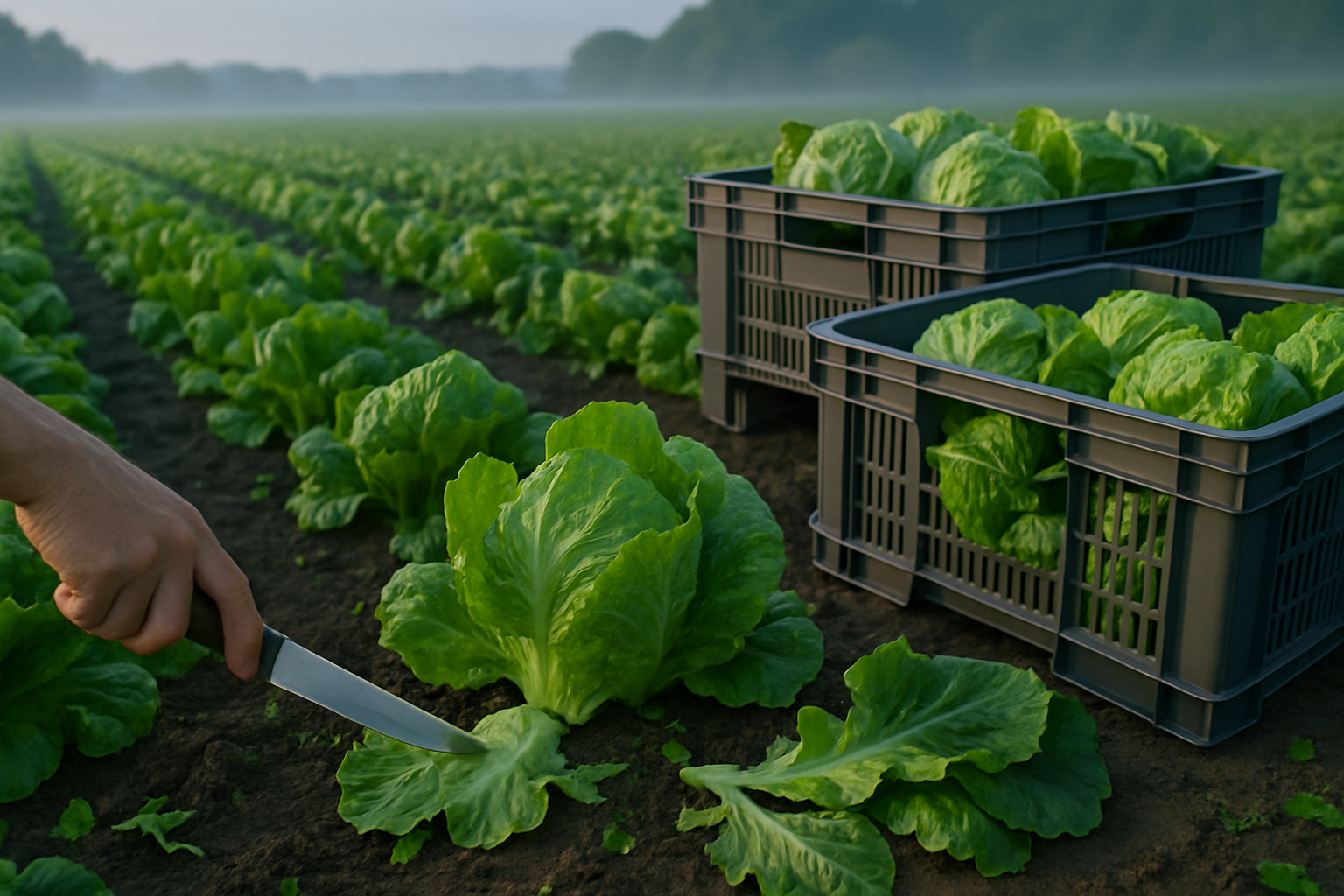 Under Harvesting and Preparing Lettuce for Packaging