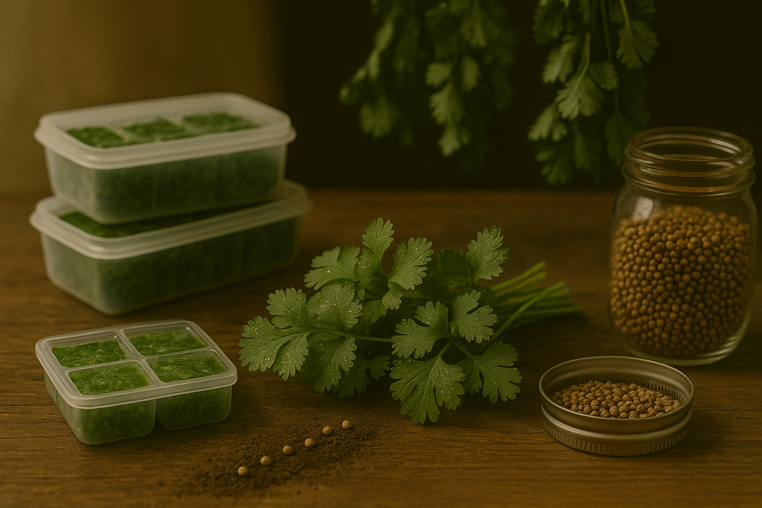 Under Harvesting and Preserving Cilantro in Cold Conditions