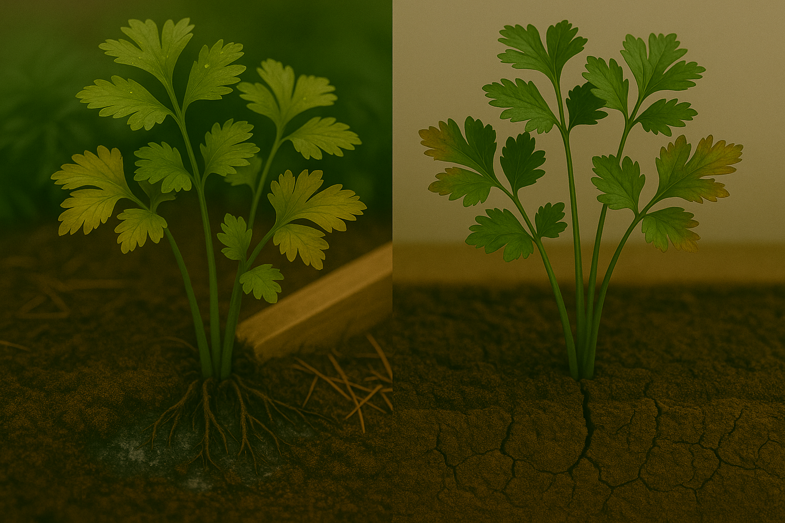 Under Signs of Overwatering and Underwatering Parsley
