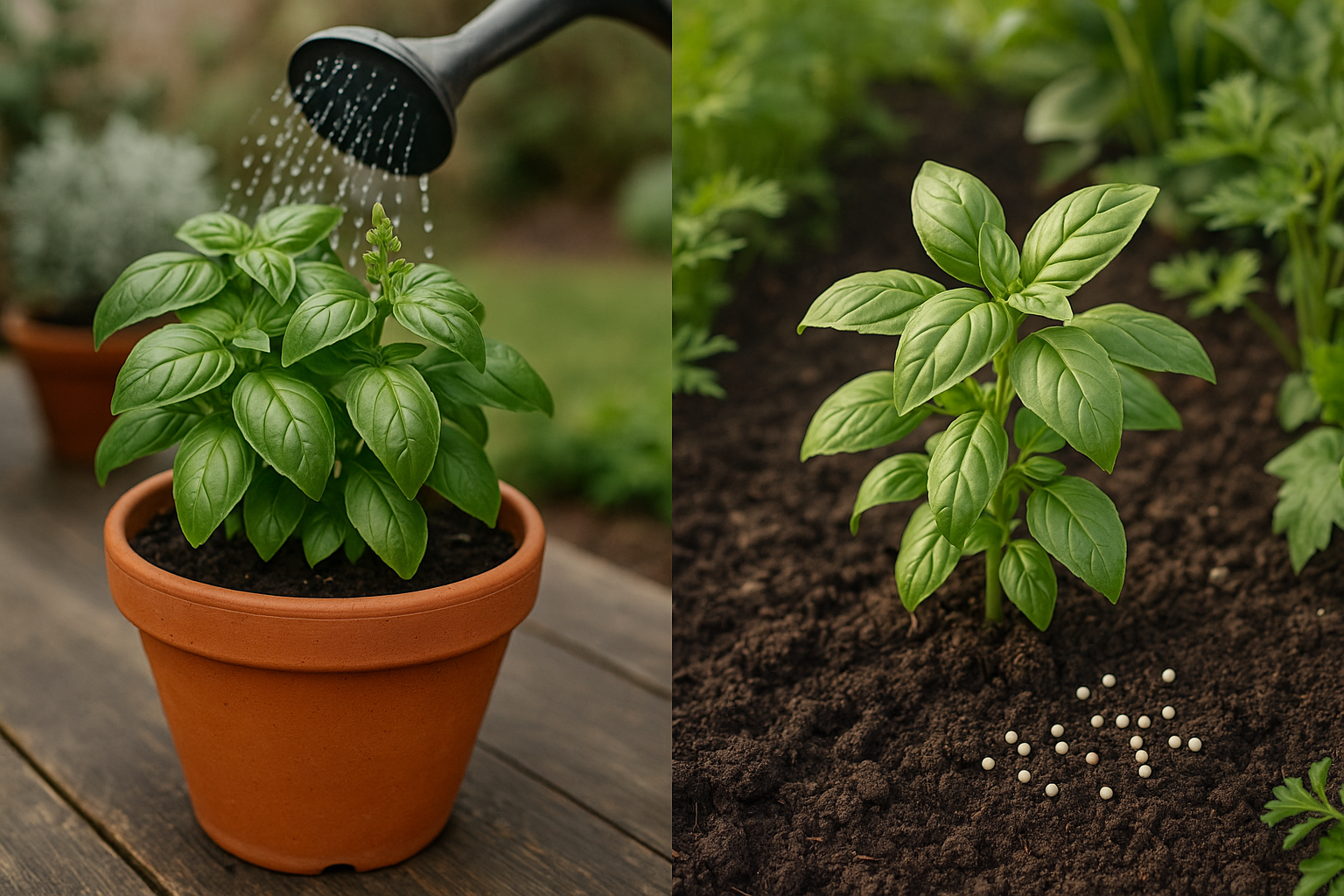 Under heading Fertilizing Basil in Containers vs Ground