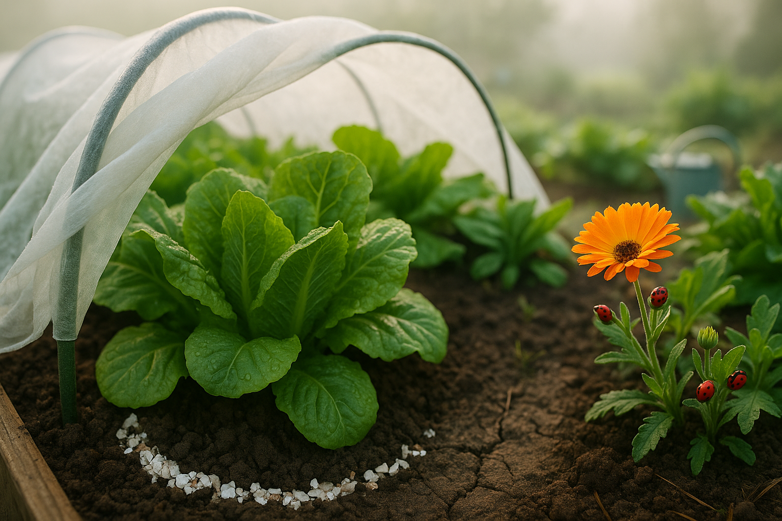 Under the heading Protecting Lettuce from Pests Diseases and Chilly Nights