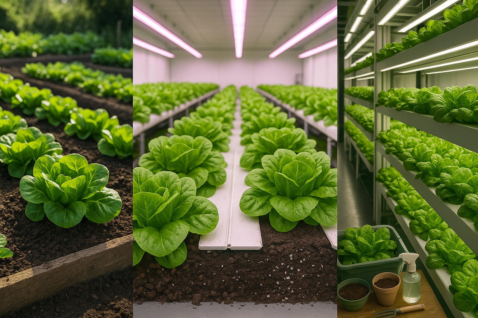 Under the heading Traditional Hydroponic and Vertical Methods Compared