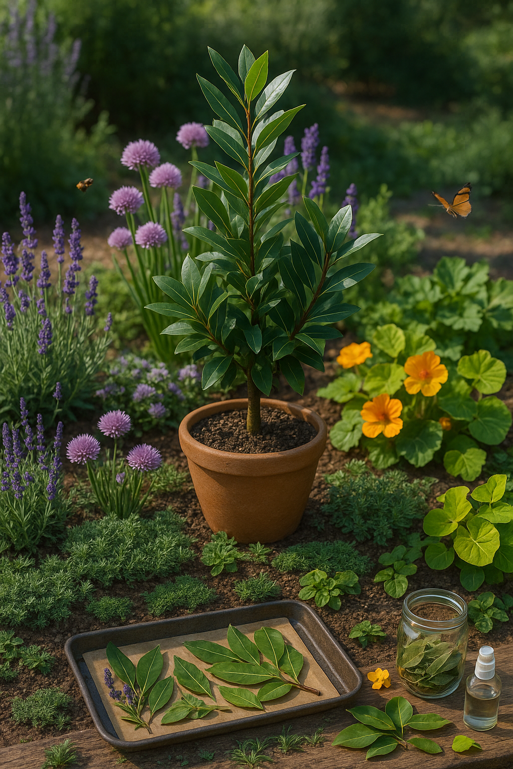 When Designing a Vibrant Garden Bed Around Your Bay Leaf Plant