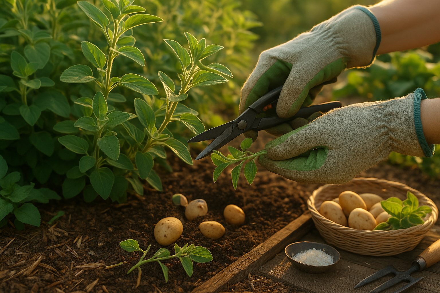 Pruning Harvesting and Maintaining Oregano in Heat