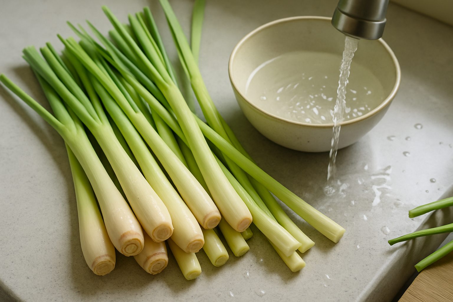 Selecting Preparing Lemongrass Before Freezing