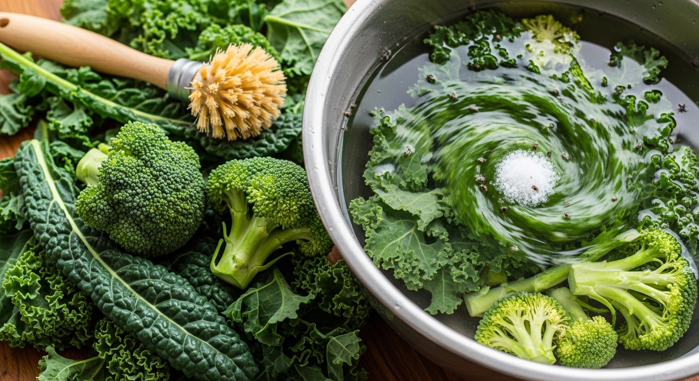 Cleaning Broccoli and Kale to Remove Bugs