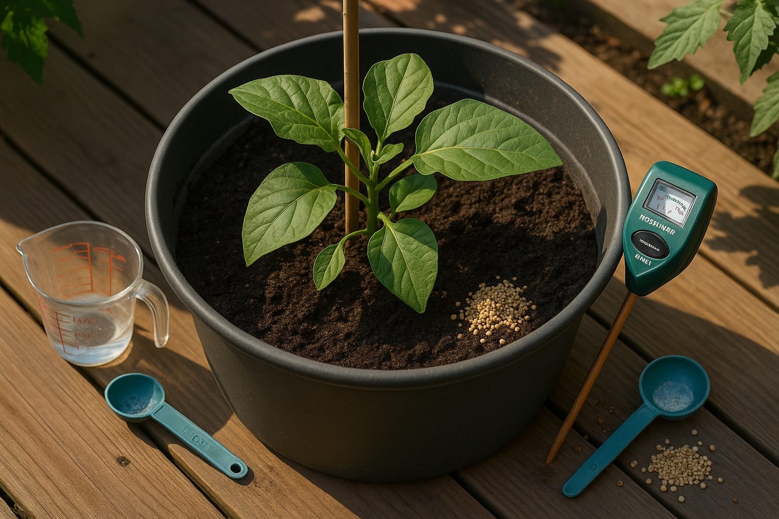 Container Growing Eggplant