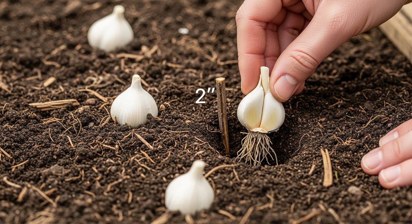 Garlic Planting Step-by-Step Depth Arrangement and Orientation