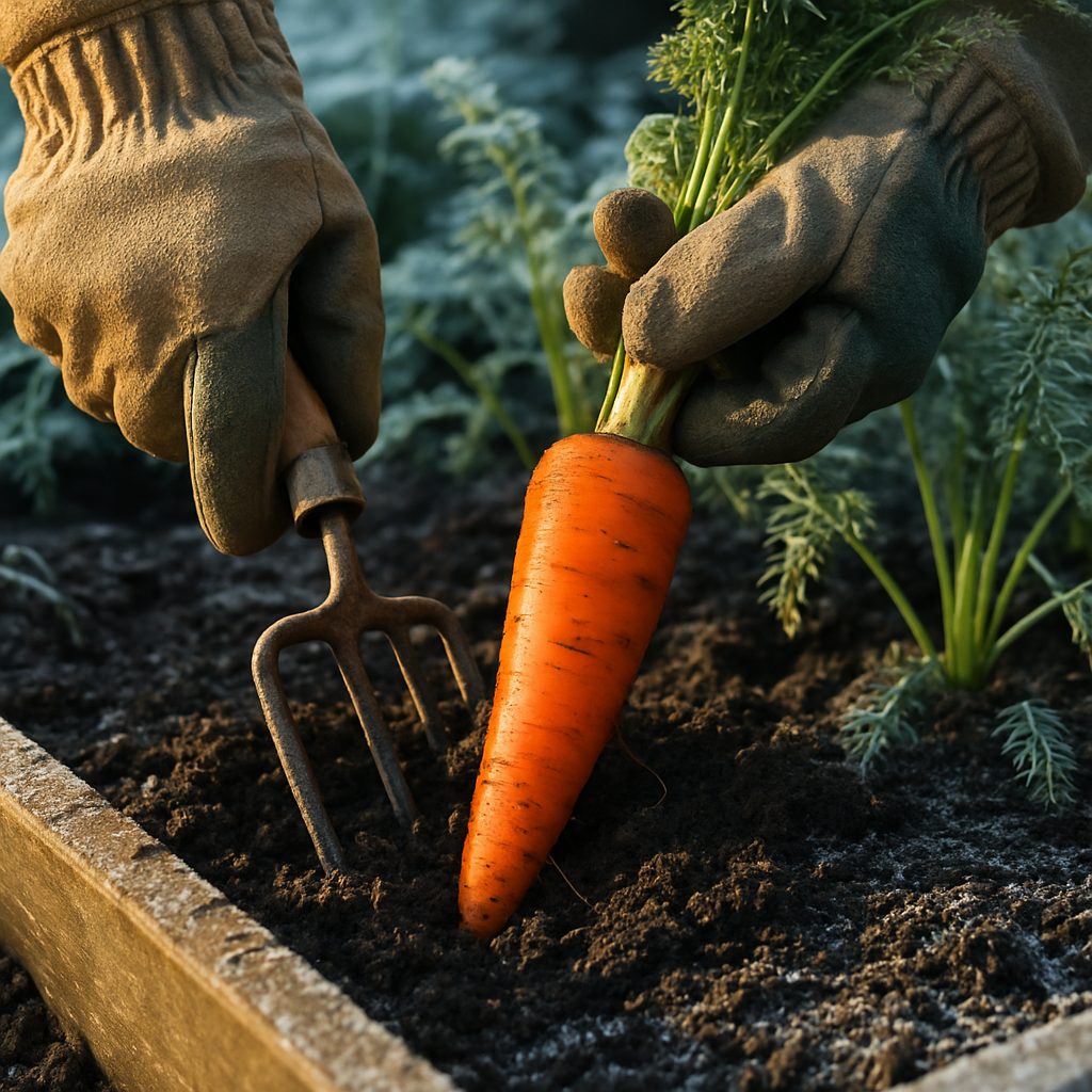 Harvesting Winter Carrots