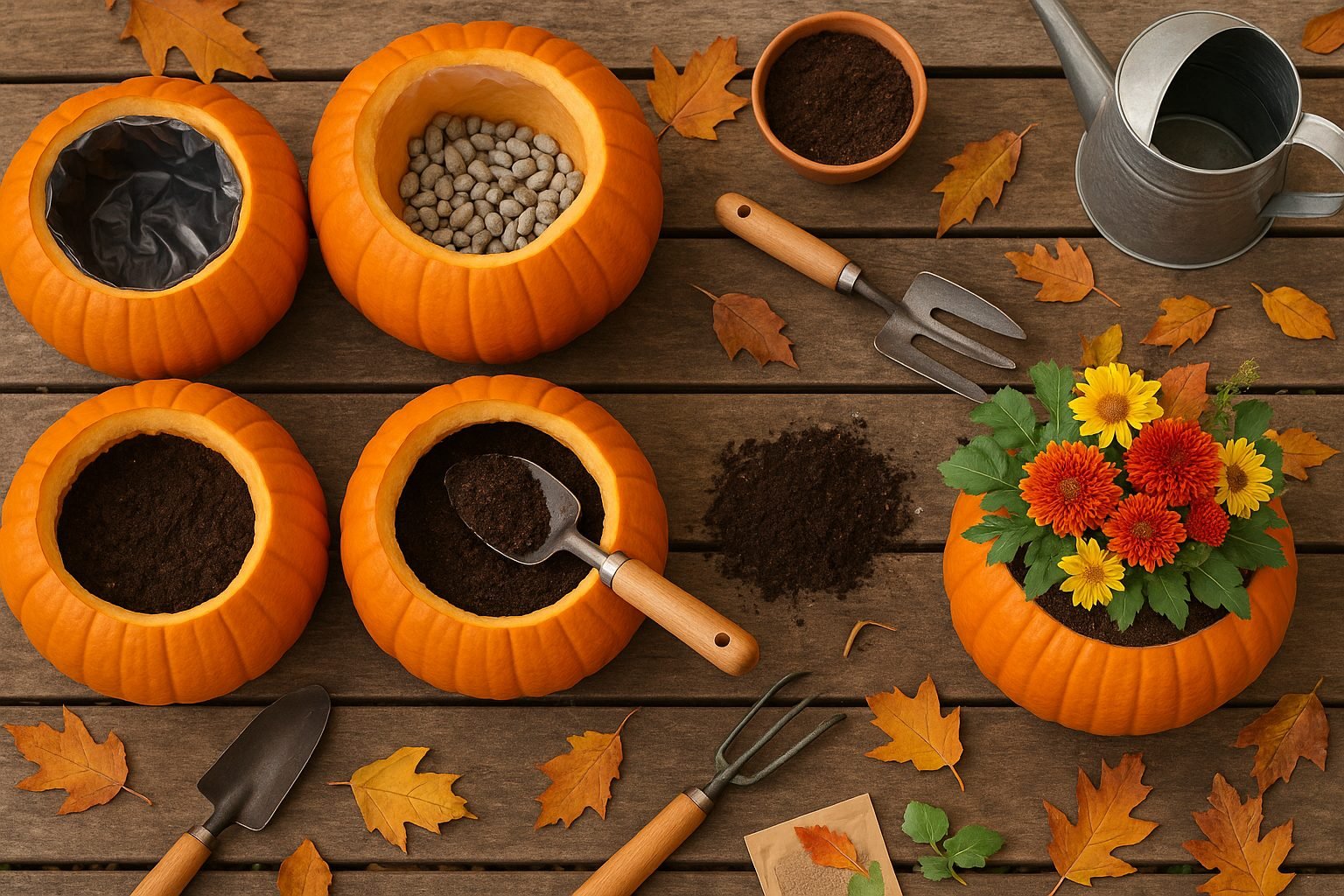 How to Make a Pumpkin Planter Step by Step