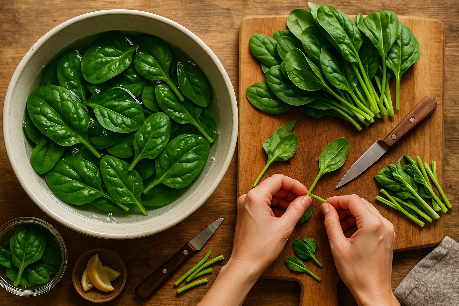 How to Prep and Wash Spinach