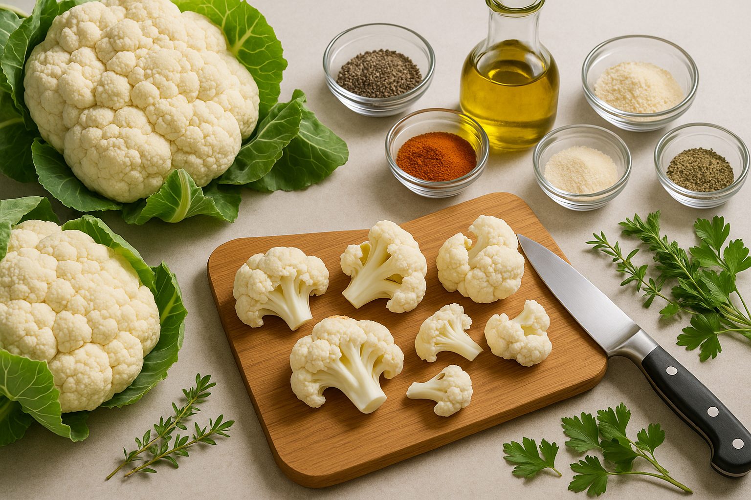 Ingredients Seasonings for Perfect Roasted Cauliflower