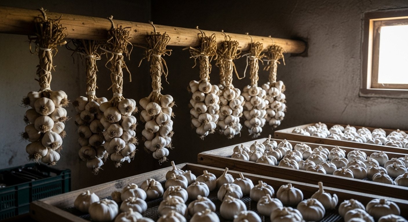 Methods for Drying and Curing Garlic