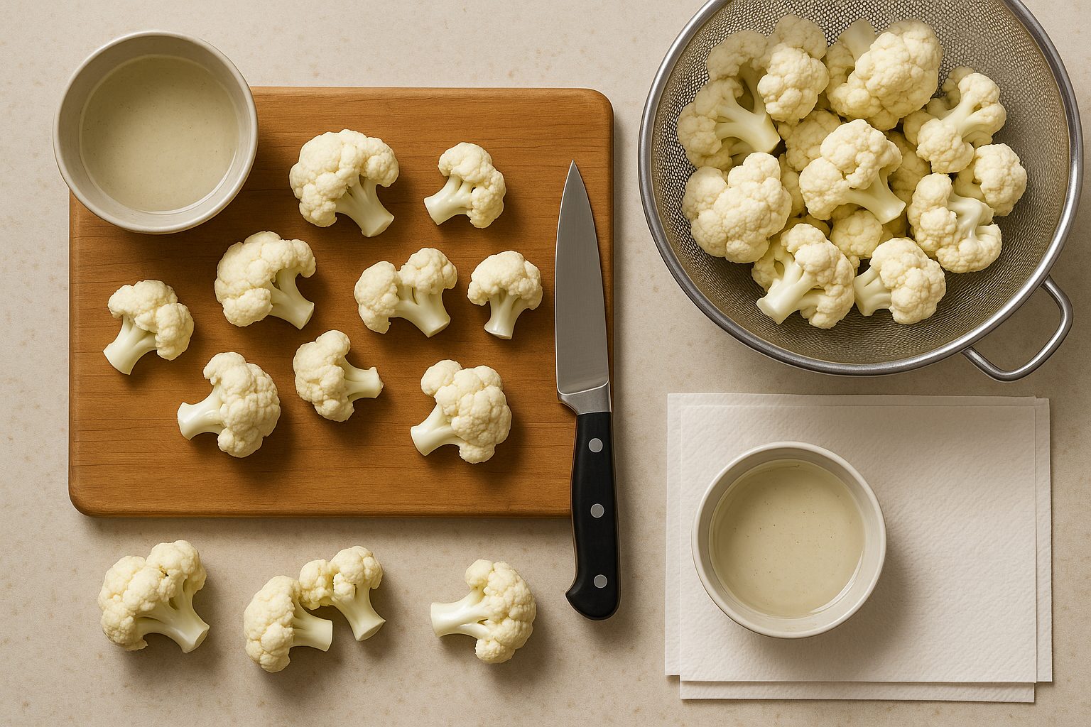 Preparing Cauliflower for Blanching