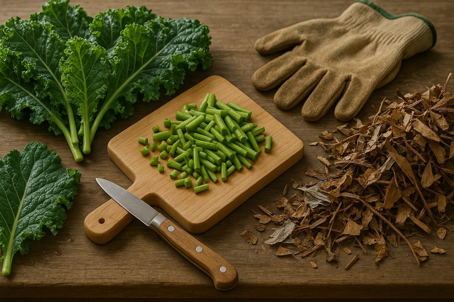Preparing Kale for the Compost Bin