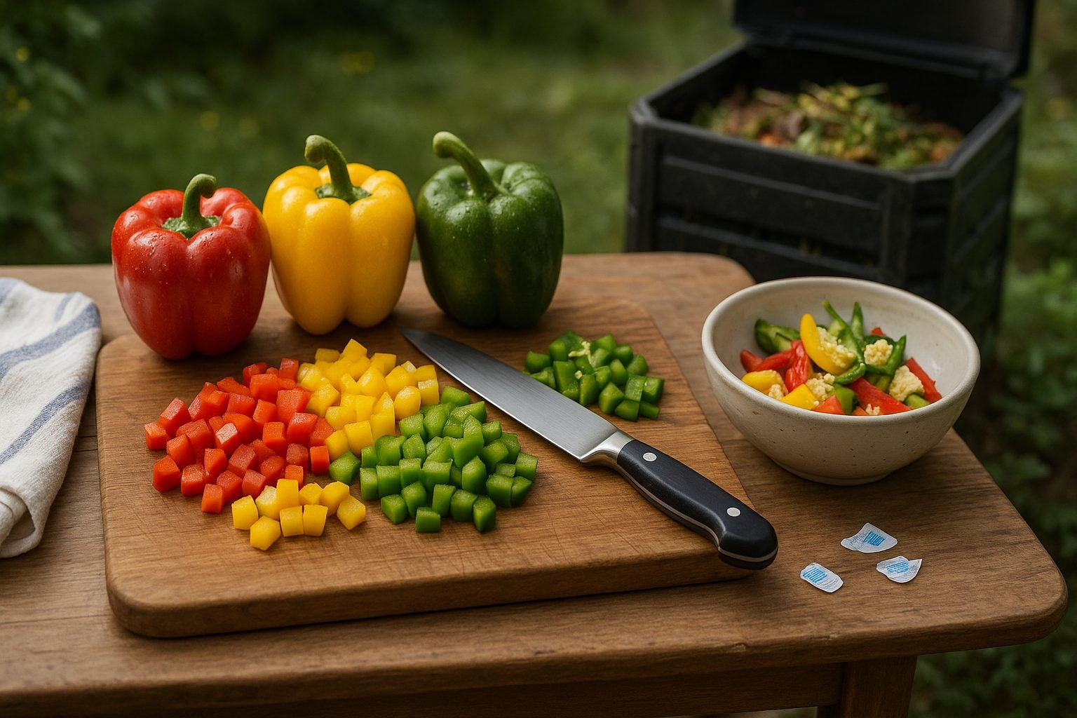 Preparing Peppers for Composting