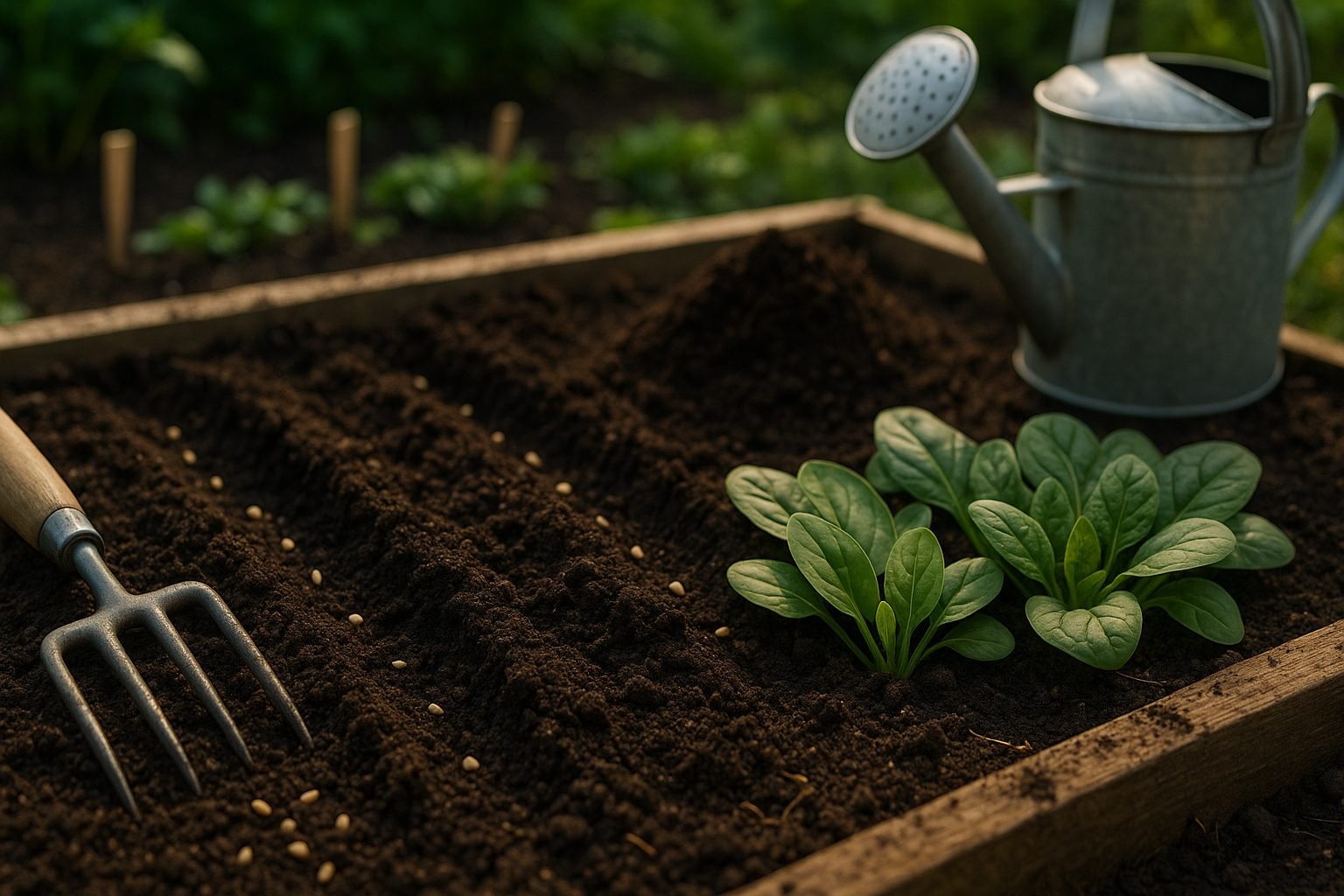 Preparing the Soil Planting Spinach