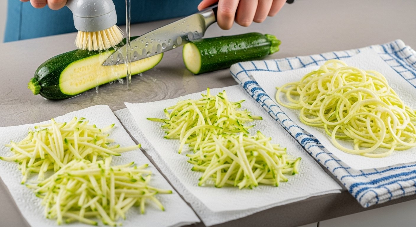 Prepping Zucchini for the Freezer Washing Cutting and Drying