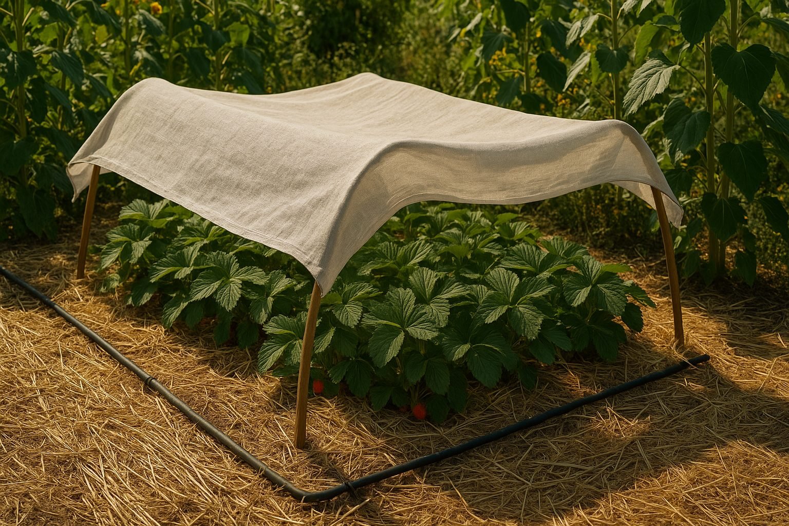 Protecting Strawberries from Excess Sun and Heat