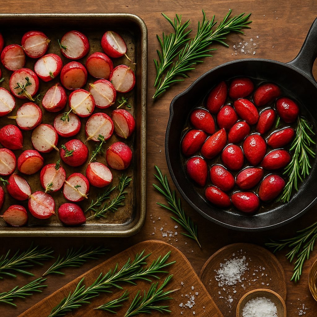 Roasted Sauteed and Glazed Radishes