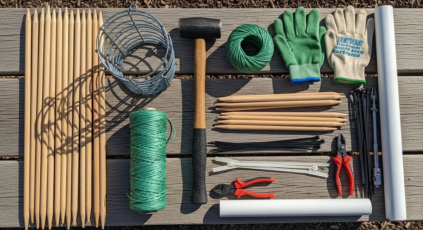 Setting Up Your Tomato Trellis Materials Preparation