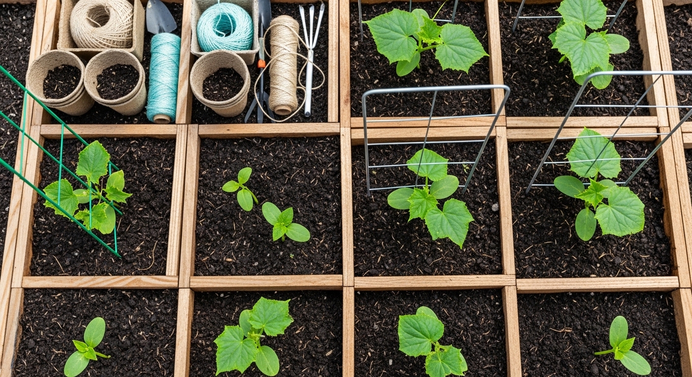 Square Foot Gardening Basics for Cucumbers