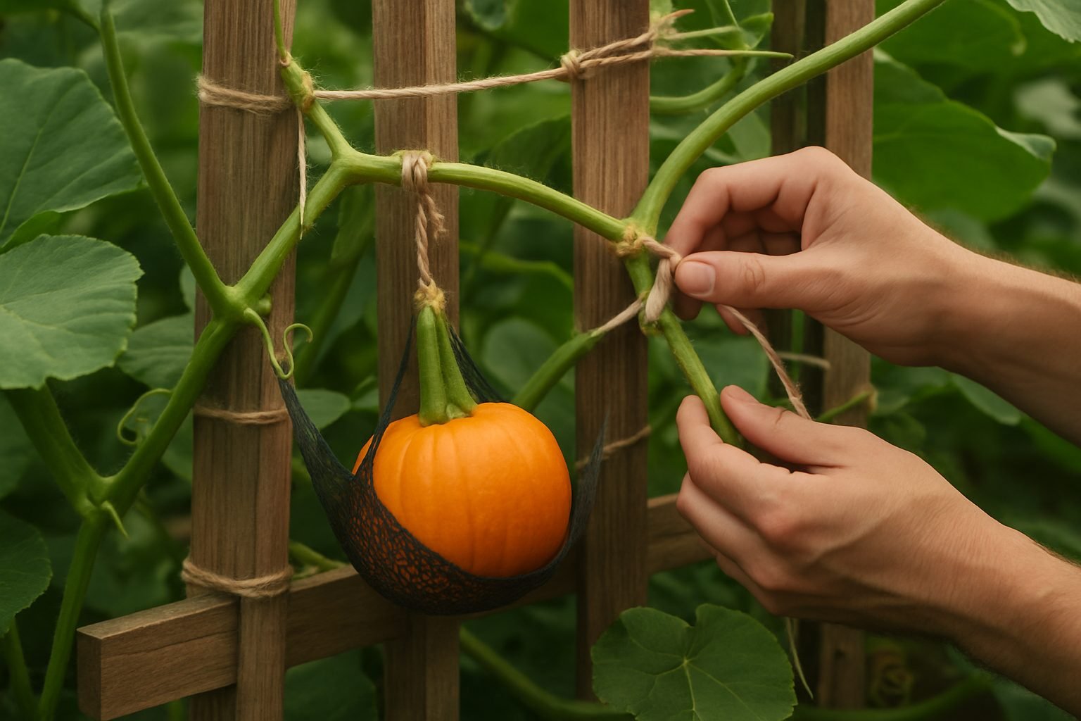 Training Vines and Supporting Developing Pumpkins