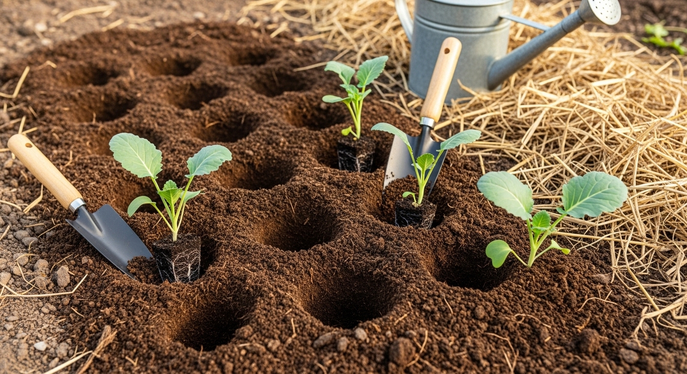Transplanting Broccoli Seedlings
